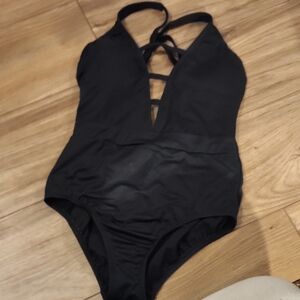 Time and Tru Elegant Black One-Piece Swimsuit